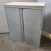 Teknion Silver 2 Door Storage Cabinet w/ Light Laminate Top