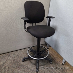 Hon Black Fabric Adjustable Drafting Stool with Foot Ring Hon Black Fabric Adjustable Drafting Stool with Foot Ring