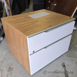 Lacasse White and Walnut 2 Drawer File Storage Cabinet