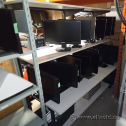 Black 4 Tier Workstation Bench w/ White Surfaces