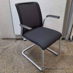 Steelcase Reply Black and Silver Guest Chair w/ Mesh Back