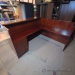 Dark Cherry L Suite Office Reception Desk w/ Transaction Counter