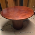 42" Mahogany Round Office Meeting Table w/ Barrel Base