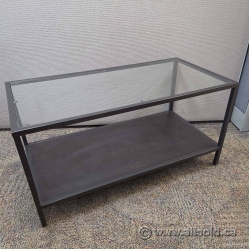 Ikea VITTSJÖ Glass & Black Metal Coffee Table 36" x 18"