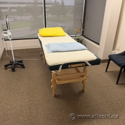 Wood Massage Therapy Exam Table w/ Blue Padding