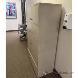 Global Beige 5 Drawer Flip Front Lateral File Cabinet, Locking