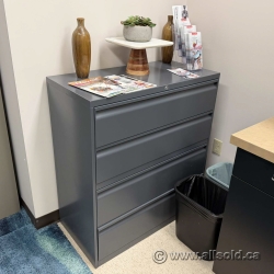 Teknion Dark Grey 2 Drawer Lateral File Cabinet, Locking