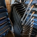 Ikea Teodores Black Plastic Steel Stacking Guest Chair 18" H