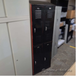 Republic Bank of 4 Doors Black + Red Double Tier Storage Locker