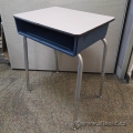Virco Blue w/ Grey Top Height Adjustable Individual Student Desk Virco Blue w/ Grey Top Height Adjustable Individual Student Desk