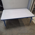 Height Adjustable Grey Office Table w/ Blue Trim 48x30