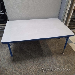 Height Adjustable Grey Office Table w/ Blue Trim 48x30