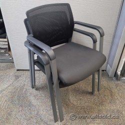 Grey and Black Office Stacking Guest Chair w/ Mesh Back