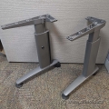 Pair of Silver Height Adjustable Table Desk Leg w/ Rear Wheel
