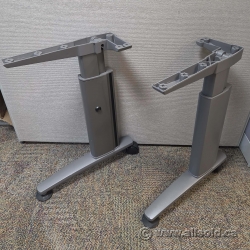 Pair of Silver Height Adjustable Table Desk Leg w/ Rear Wheel
