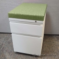 Herman Miller White 2 Drawer Pedestal File Cabinet, GreenCushion