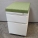 Herman Miller White Rolling Pedestal File Cabinet, Green Cushion