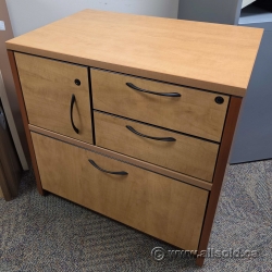 Light Maple Double Wide Pedestal Storage & Filing Cabinet 30" W