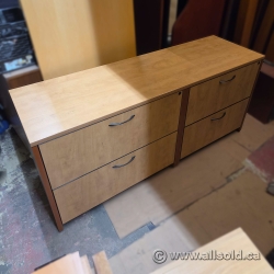 Light Maple 4 Drawer Lateral File Cabinet Credenza