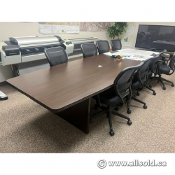 12ft Espresso Boat Shaped Boardroom Table