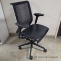 Black Steelcase Think Mesh Back Task Chair w/ Leather Seat