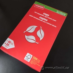Ream of 500 Sheets 8.5x14 Staples White Paper, 92 Brightness