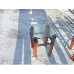 Glass End Tables Mahogany Legs Thick Glass Tops