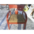 Wood Frame with Pattern Seat Guest Reception Chair