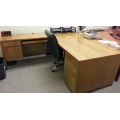 Maple Brown L-Suite Desk w/ Pedestal 2 Drawer