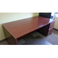 Cherry Wooden Single Ped Desk with Pedestal