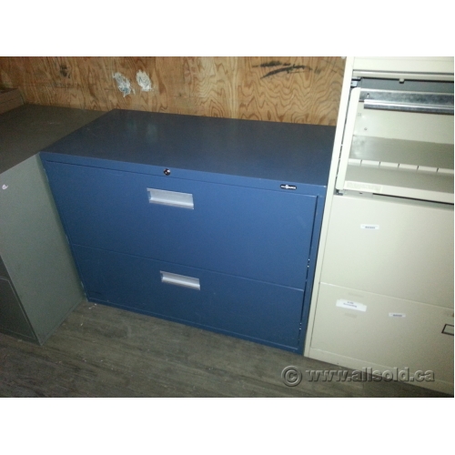 Prosource Gun Metal Blue 36 In 2 Drawer Lateral File Cabinet