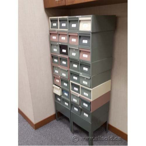 Grey 16 Drawer Modular Card File Storage With Base Allsold Ca