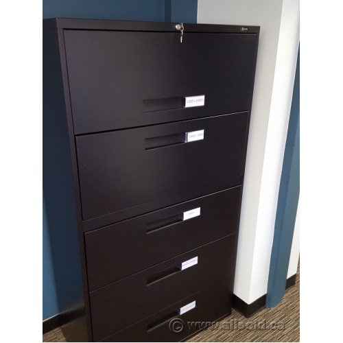 Global Black 5 Drawer Lateral File Cabinet Locking Allsold Ca