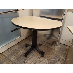 Gunnar Blonde and Black Height Adjustable 42" Rolling Table