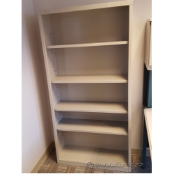Lincora Beige 36" 5 Shelf Metal Book Case w Adjustable Shelves