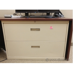 Beige 42" 2 Drawer Lateral File Cabinet, Locking