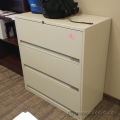 Beige 3 Drawer Lateral File Cabinet, Locking