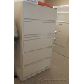 Beige 5 Drawer Flip Front Lateral File Cabinet, Locking