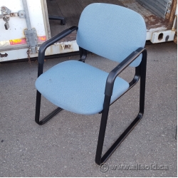 Light Blue Fabric Guest Chair w/ Rubber Arms