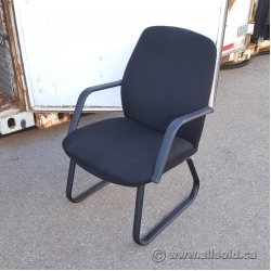 Black Fabric Sleigh Guest Chair