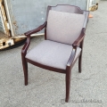 Brown Fabric Guest Side Chair with Cherry Wooden Arms