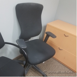 Sguig Black Ergonomic Fabric Rolling Task Chair Adjustable, Arms