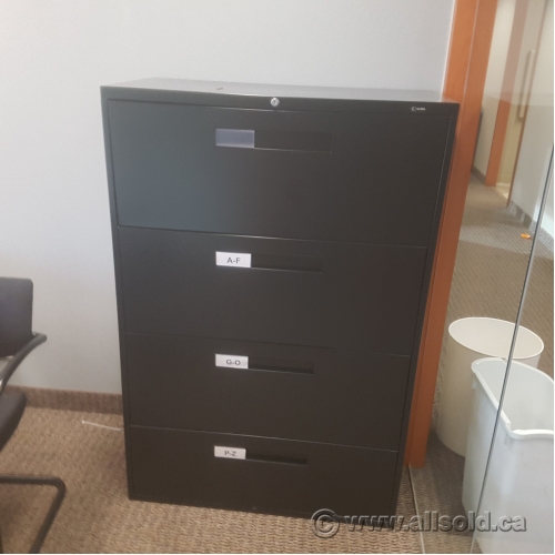 Black Global 4 Drawer Lateral Storage Filing Cabinet Locking