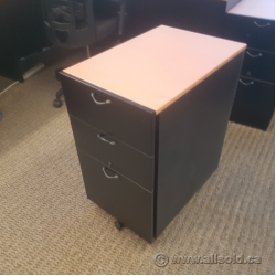 Wooden Rolling 3 Drawer Under Desk File Pedestal