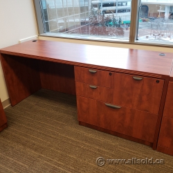 Autumn Maple Straight Desk with 4 Drawer File Cabinet
