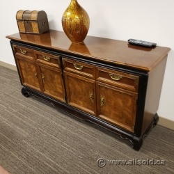 4 Drawer, 4 Door Storage Credenza Cabinet w/ Black Trim