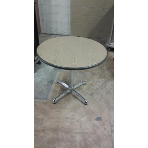 36'' Round Wood Grain Laminate Meeting Table Chrome base Allsold.ca