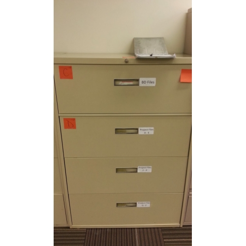 Tan 4 Drawer Lateral File 36x18 Full Drawer, Locking Key