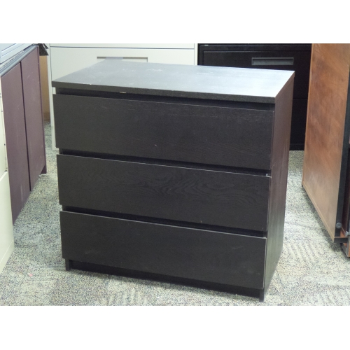 Ikea MALM Espresso 3 Drawer Dresser and Bed Side Table Set