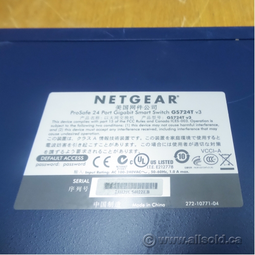 Switch NETGEAR Prosafe GS724T V3 - 24 Ports Gigabit - Montable En Rack - Occasion